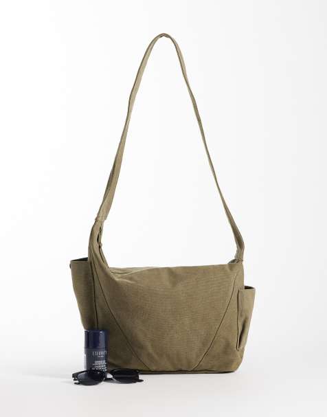 ASOS DESIGN - Crossbody tas van canvas in olijfgroen - view 1