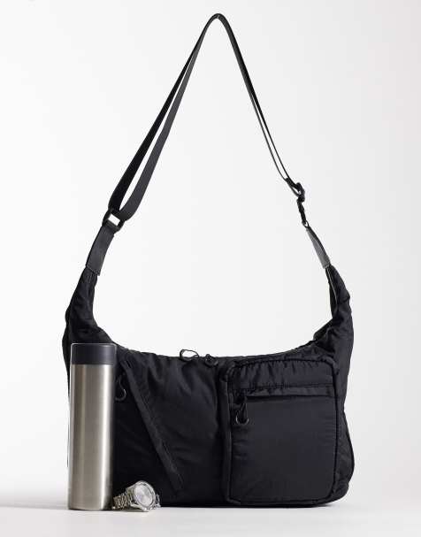 ASOS DESIGN - Crossbody tas van nylon in zwart - view 1