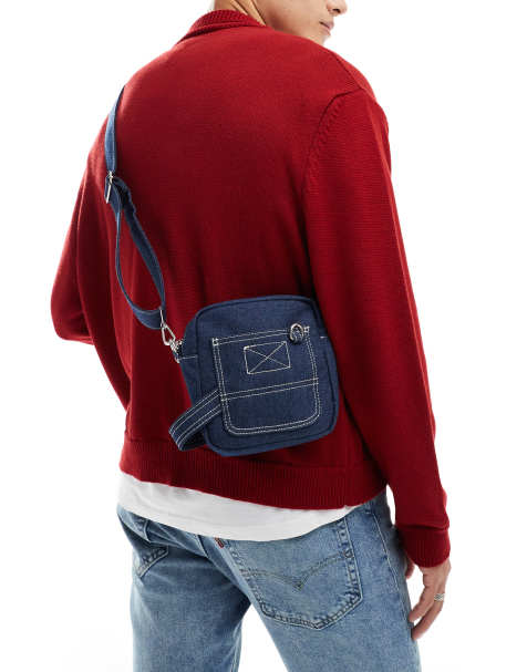 ASOS DESIGN - Crossbody-taske med kontrasterende syninger i denim - view 1