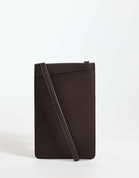 ASOS DESIGN - Crossbody telefoonhoesje van imitatieleer in bruin - view 1