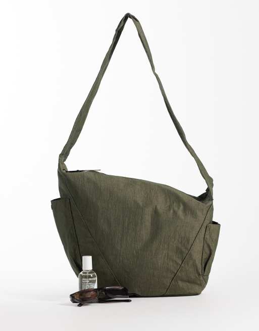 ASOS DESIGN - Crossbodytas van nylon in olijfgroen, 2 van 4