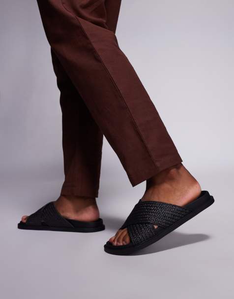ASOS DESIGN crossover sandals in black weave - view 1