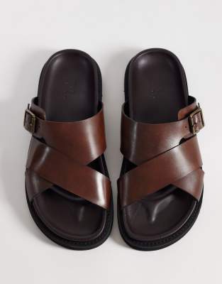 Asos Design Crossover Sandals In Multi