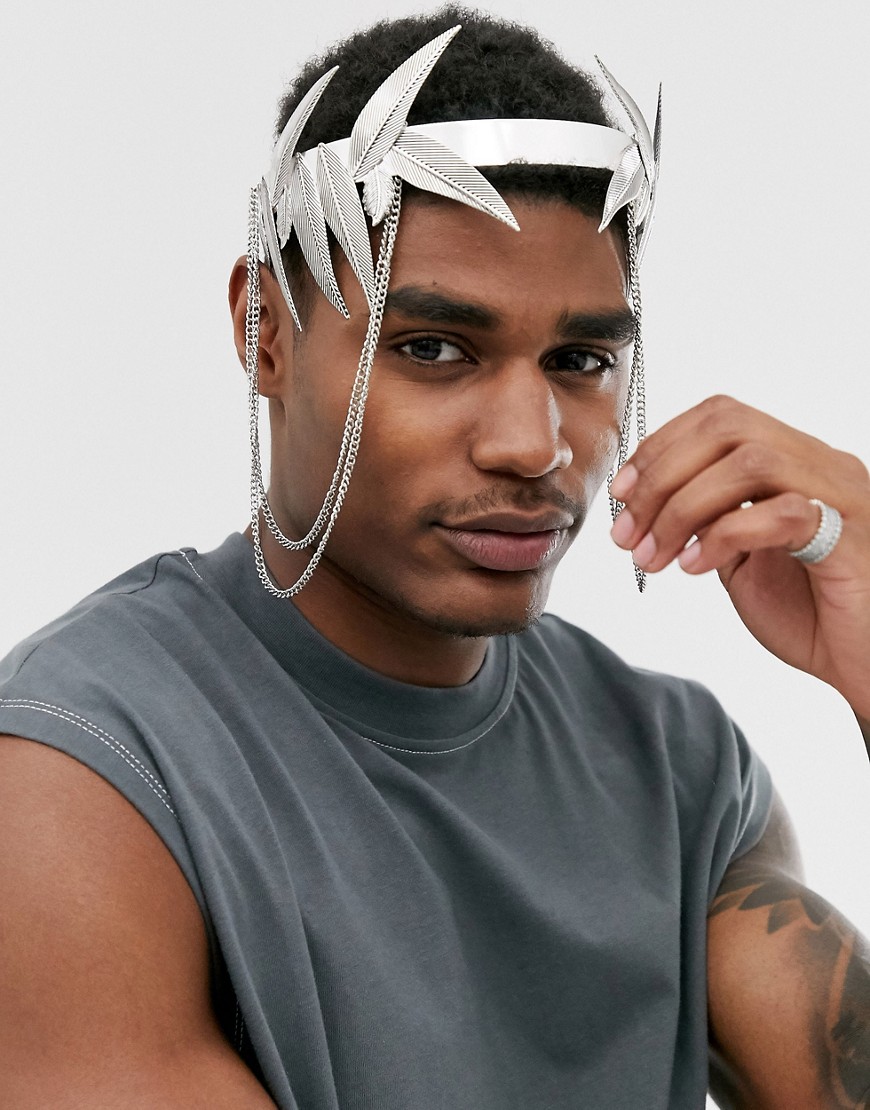 ASOS DESIGN crown in burnished silver tone