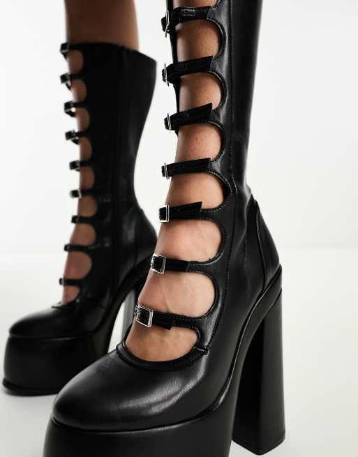 ASOS DESIGN – Cruise – Kniehohe Stiefel in Schwarz mit mehreren Riemchen, 3 von 4