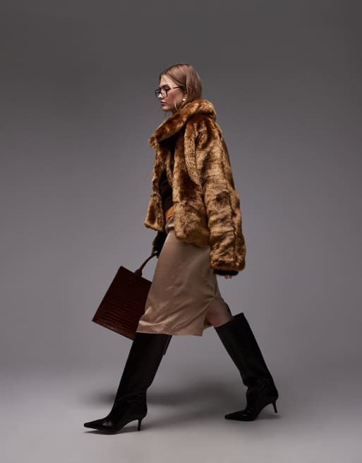 ASOS DESIGN - Crushed satijnen midi rok in brons, 2 van 5
