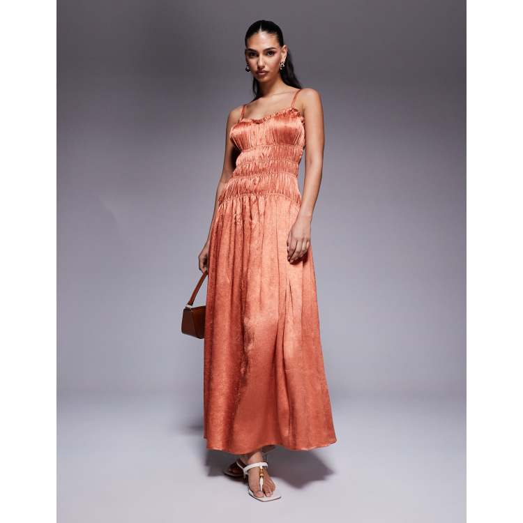 knee length dresses for ladies Baltic Born Womens Uma Velvet Maxi Dress | Copper Floral main image 1