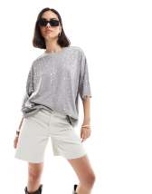 Lioness low waisted paillette sequined midaxi skirt in red