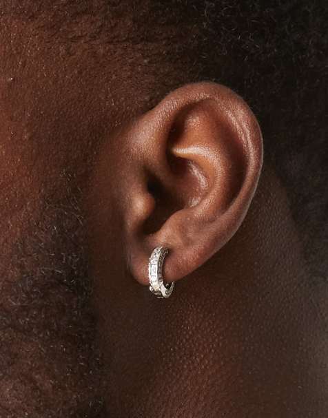 ASOS DESIGN crystal hoop earrings in silver - view 1