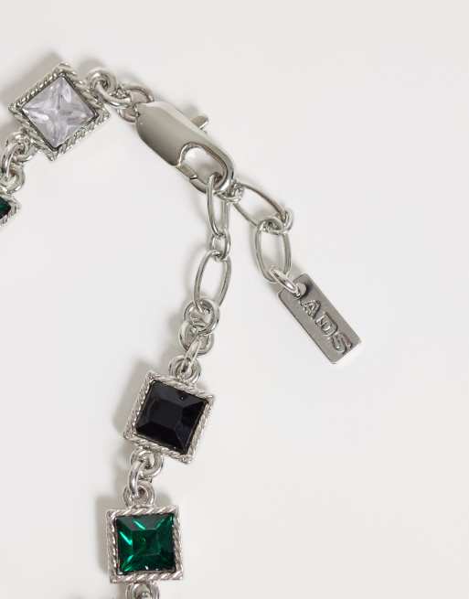 ASOS DESIGN crystal stone and cross bracelet in silver, 3 of 3