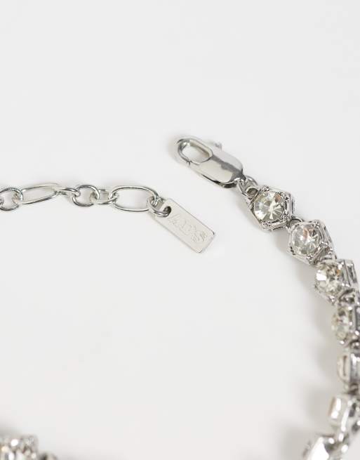 ASOS DESIGN crystal stone set bracelet in silver, 2 of 3