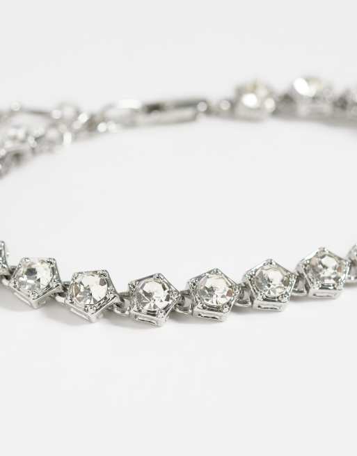 ASOS DESIGN crystal stone set bracelet in silver, 3 of 3