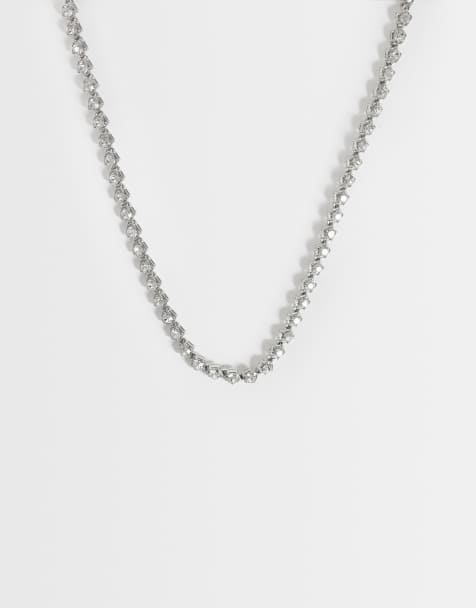 ASOS DESIGN crystal stone set necklace in silver - view 1