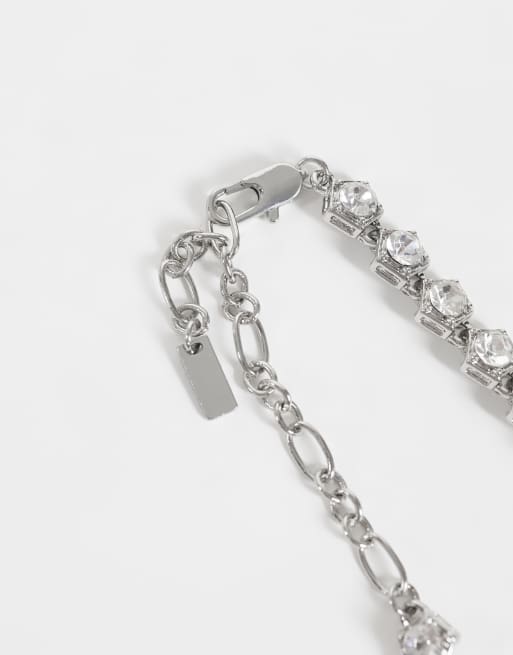 ASOS DESIGN crystal stone set necklace in silver, 3 of 3