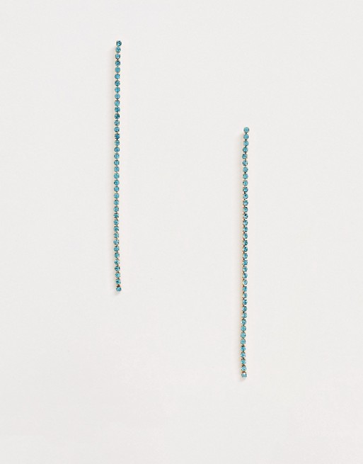 ASOS DESIGN crystal strand earrings in blue