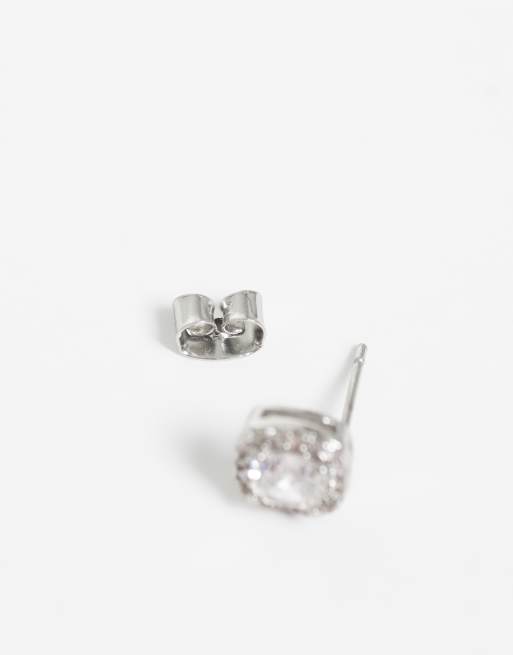 ASOS DESIGN crystal stud earrings in silver, 4 of 4
