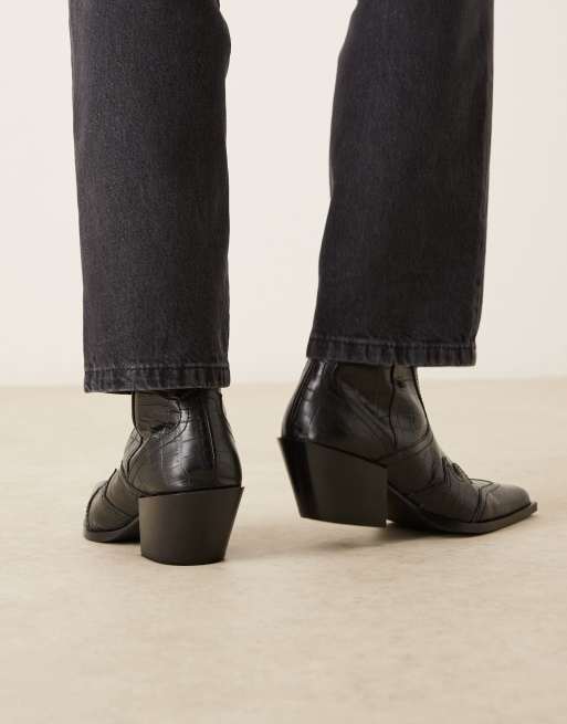 ASOS DESIGN Cuban boots in black leather, 2 of 4