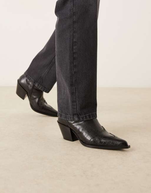 ASOS DESIGN Cuban boots in black leather, 4 of 4