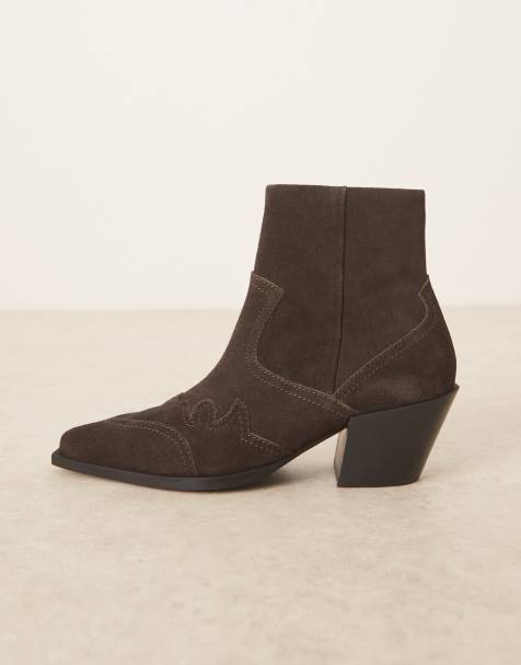ASOS DESIGN cuban boots in brown leather - view 1