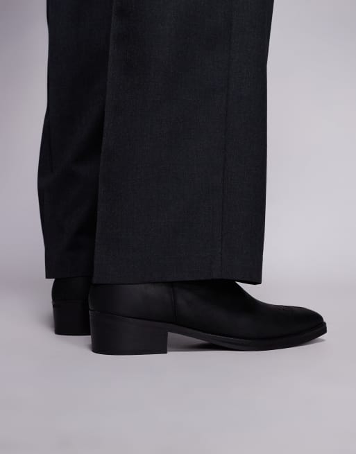 ASOS DESIGN cuban boots in distressed black leather, 3 of 4