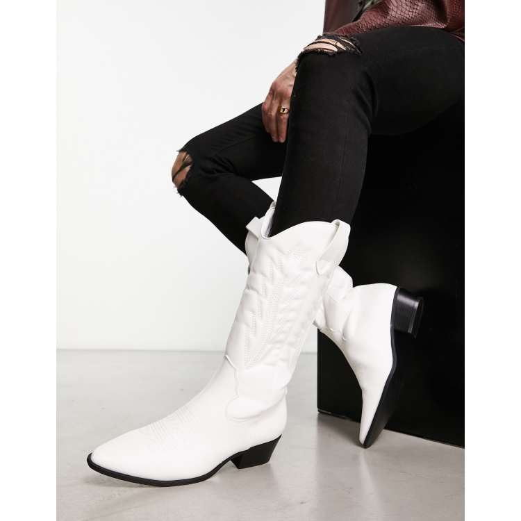 Faux leather hot sale white boots