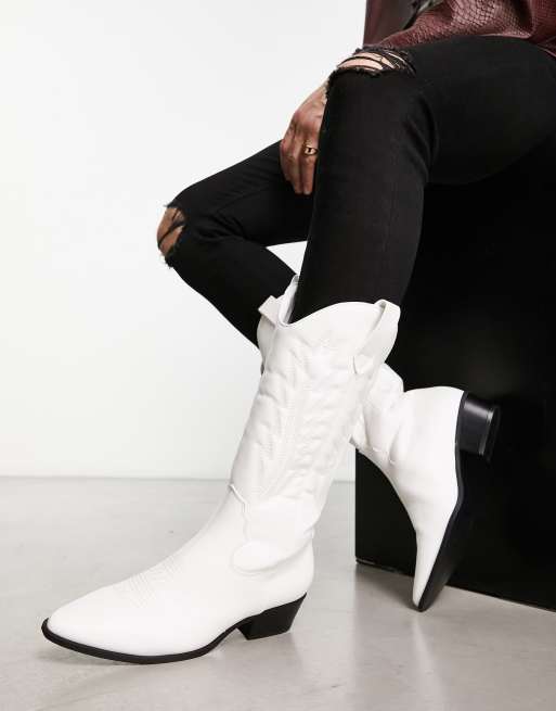 Faux leather hot sale white booties