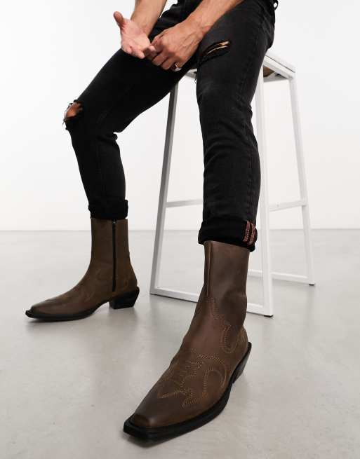 Chelsea Boots Men Leather, Men's Leather Boot, Cowboy Boots Men