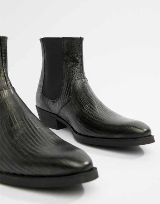 asos black leather boots