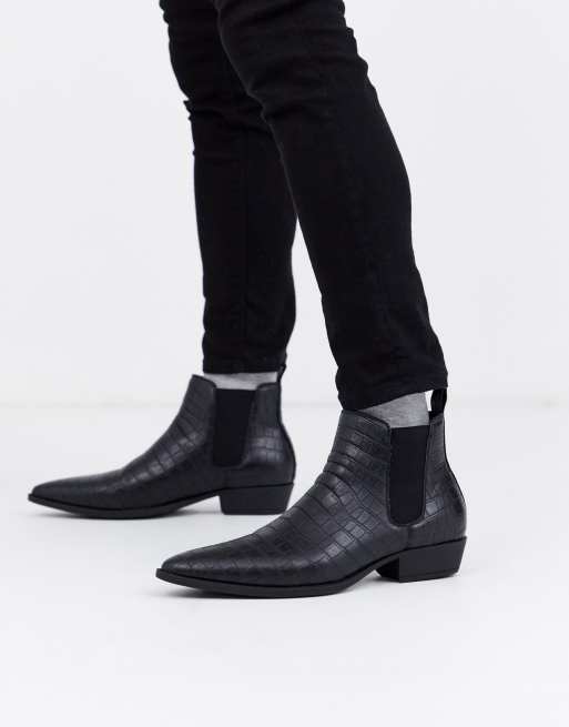 the wild western faux leather croc boots