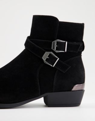 ruched black suede boots