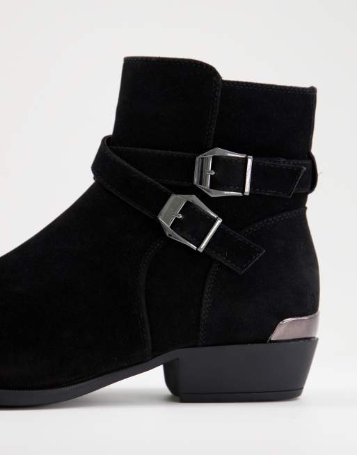 Asos design cuban heel western chelsea best sale boots in black leather with buckle detail