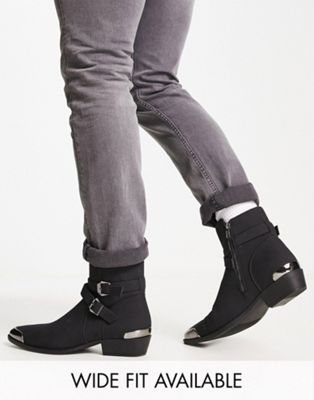 Måned Mantle Festival ASOS DESIGN cuban heel western chelsea boots in black faux suede with  buckle detail | Smart Closet