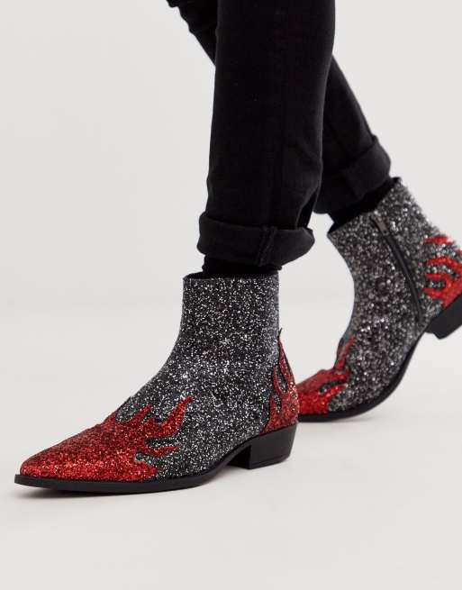 Mens on sale glitter boots