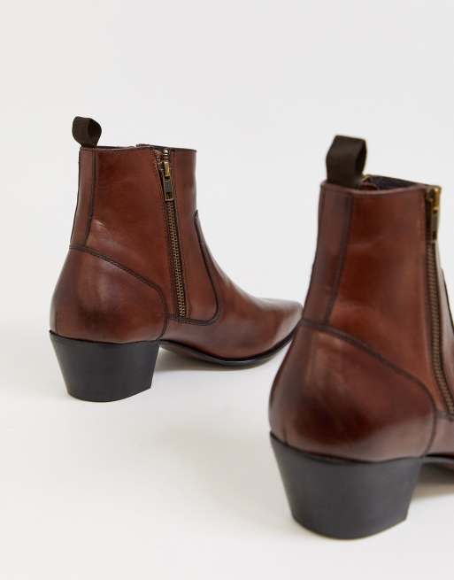 Brown cuban hotsell heel boots