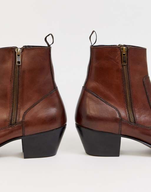 ASOS DESIGN Chelsea boots in brown leather with borg lining