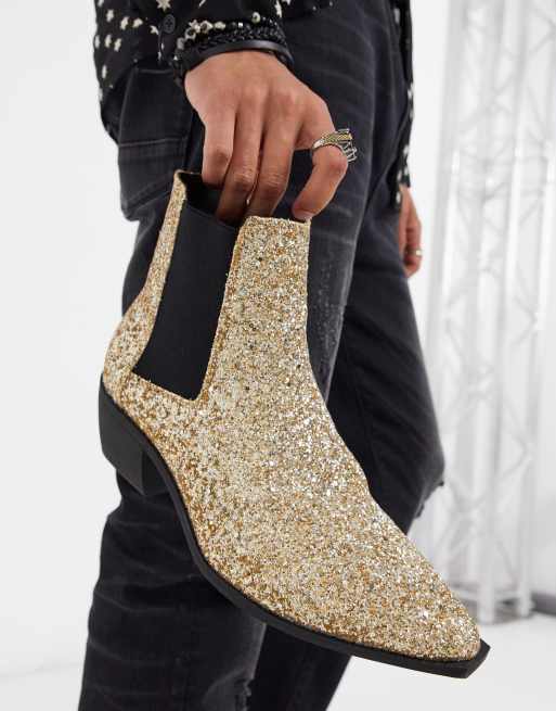 Mens glitter chelsea boots sale