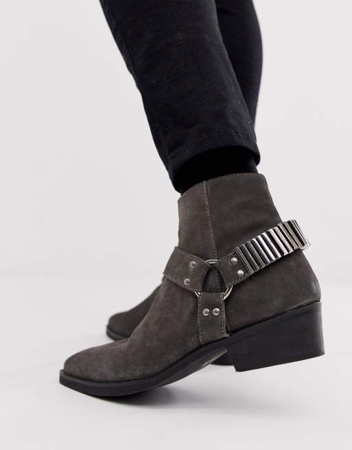 Grey suede studded outlet chelsea ankle boots