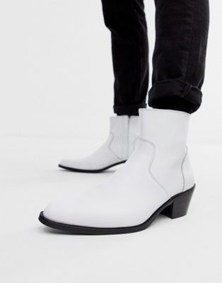 mens white cuban heel boots