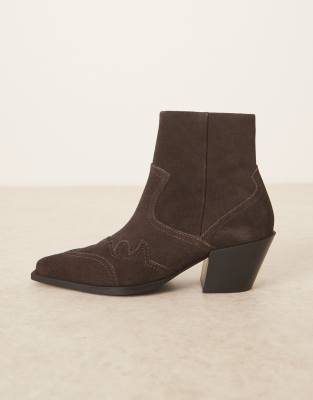Asos Design Cuban Heeled Boots In Brown