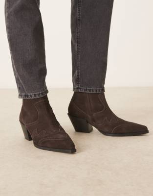 Asos Design Cuban Heeled Boots In Brown