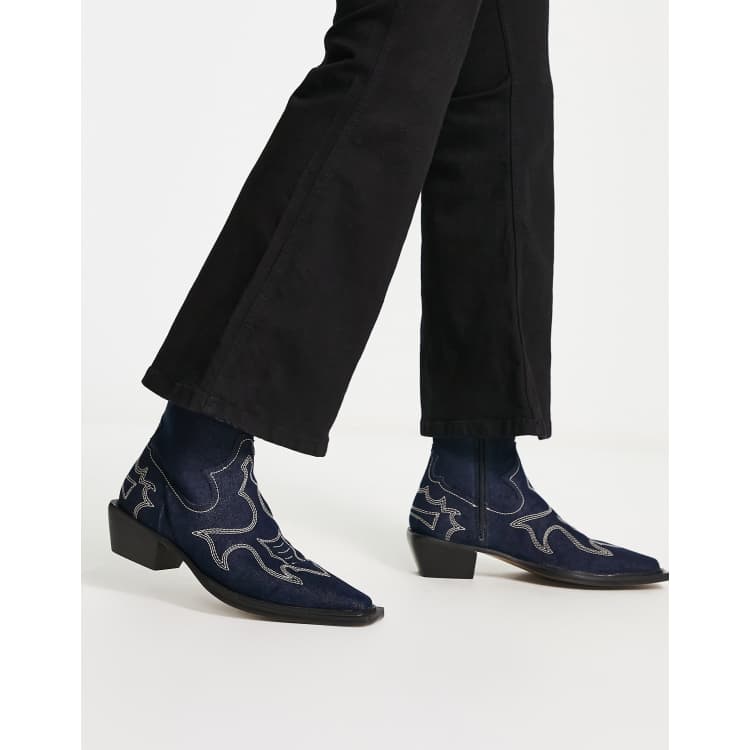 DESIGN cuban heeled boots with square toe | ASOS