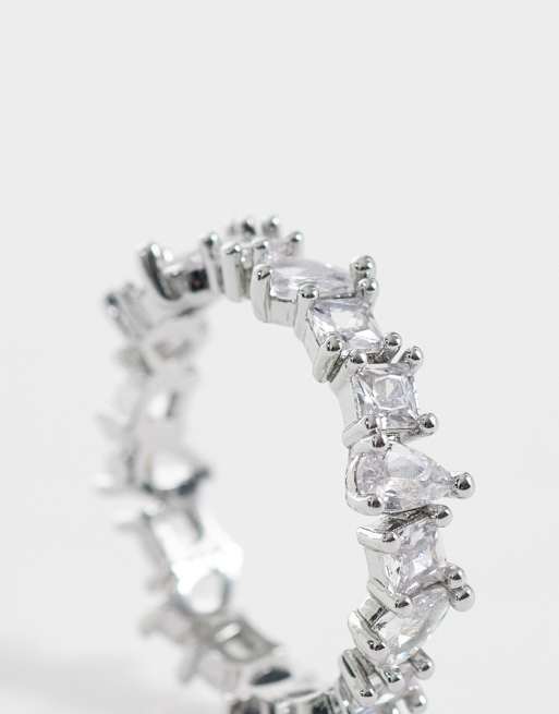 ASOS DESIGN cubic zirconia crystal stone ring in silver, 2 of 3