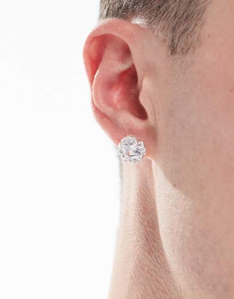 ASOS DESIGN cubic zirconia stud earrings in real silver plate - view 1