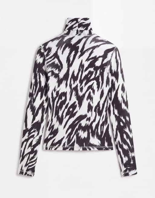 ASOS DESIGN - cuello alto transparente de manga larga con estampado zebra en monocromo, 6 de 8