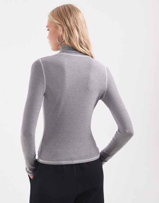 ASOS DESIGN - cuello vuelto suave de manga larga a rayas grises, 4 de 4