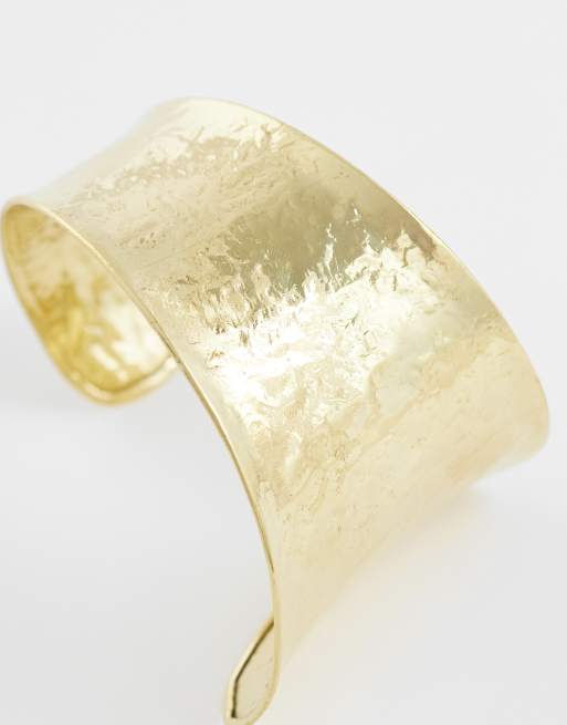 ASOS DESIGN cuff bangle in hammered gold tone, 3 of 3