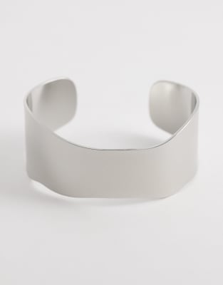 Asos Design Cuff Bracelet In Silver