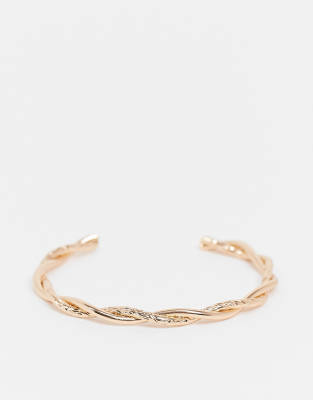ASOS DESIGN CUFF BRACELET IN TWIST DESIGN IN GOLD TONE,238