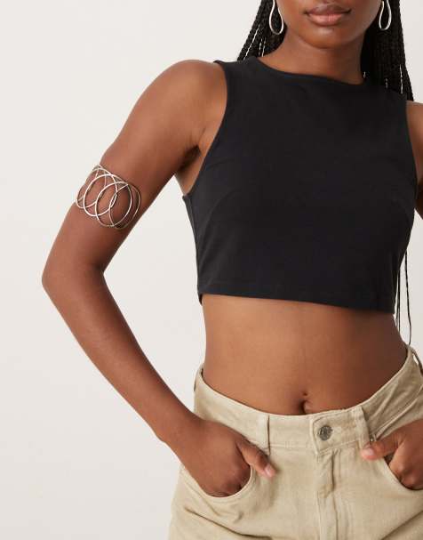 ASOS DESIGN cuff bracelet with large wire design in silver tone - view 1