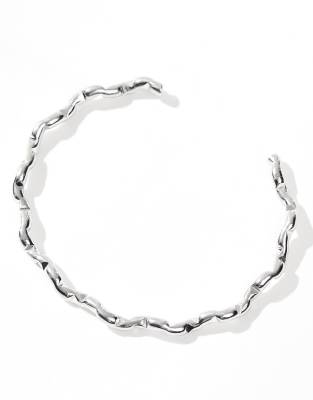 ASOS DESIGN ASOS DESIGN cuff bracelet with skinny molten design in silver tone